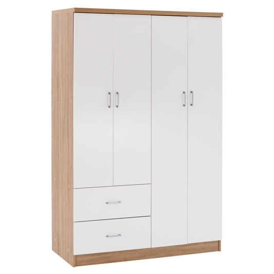 WARDROBE WITH 4 DOORS AND 2 DRAWERS FB9339.06 SONAMA WHITE 120Χ42,5Χ180,5 cm. image 1