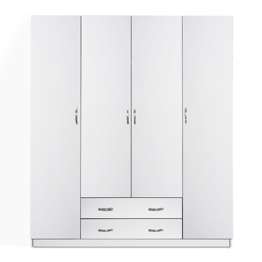 WARDROBE WITH 2 DRAWERS 4-LEAF AZALEA FB9353.05 MELAMINE IN WHITE 200x55.5x180Hcm. image 1