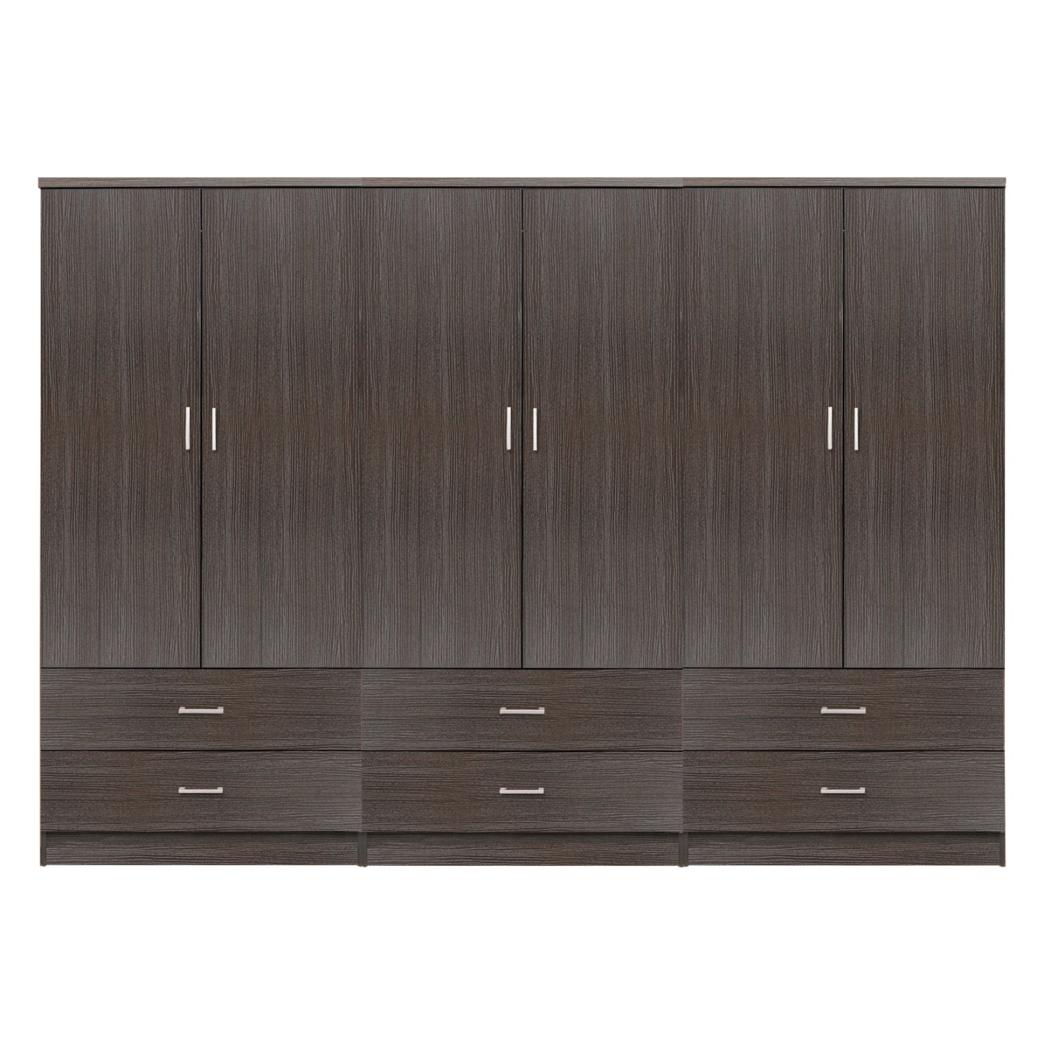 WARDROBE REINA 6-LEAF WITH 6 DRAWERS FB921060.01 MELAMINE IN ZEBRANO COLOR 240x42x181Hcm. image 1