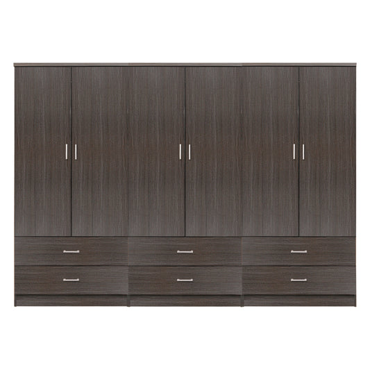 WARDROBE REINA 6-LEAF WITH 6 DRAWERS FB921060.01 MELAMINE IN ZEBRANO COLOR 240x42x181Hcm. image 1