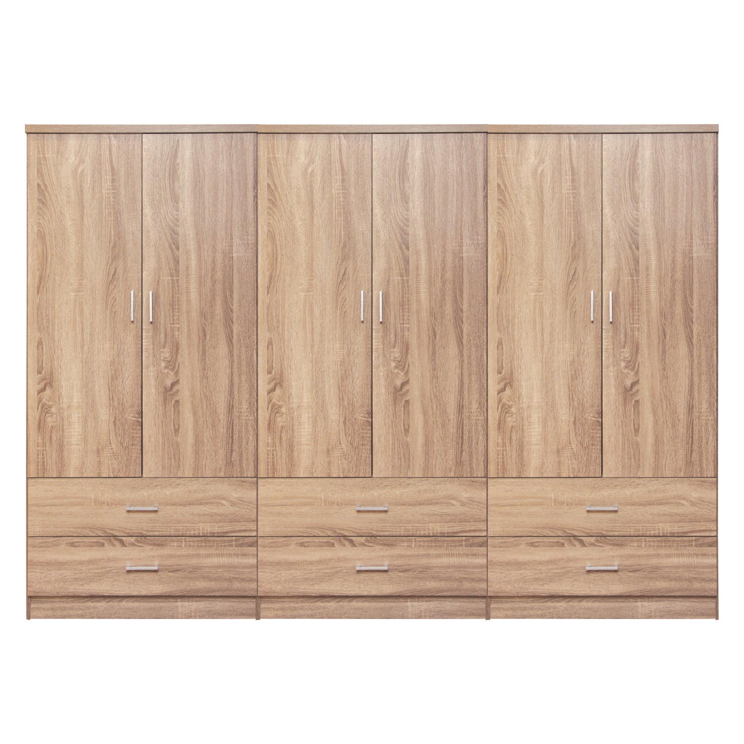 WARDROBE REINA 6-LEAF WITH 6 DRAWERS HM21060.02 MELAMINE IN SONAMA COLOR 240x42x181Hcm. image 1