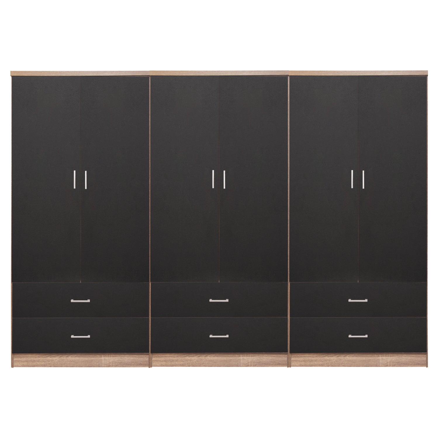 WARDROBE REINA 6-LEAF WITH 6 DRAWERS HM21060.03 MELAMINE IN GREY-SONAMA COLOR 240x42x181Hcm. image 1