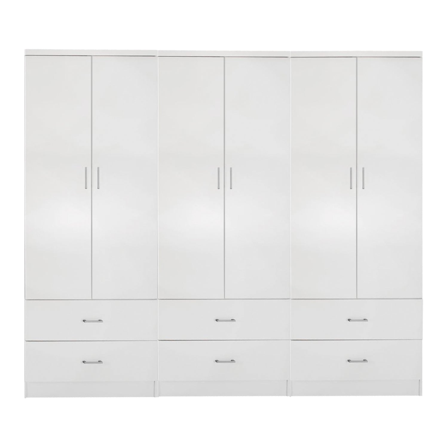 WARDROBE REINA 6-LEAF WITH 6 DRAWERS HM21060.05 MELAMINE IN WHITE COLOR 240x42x181Hcm. image 1