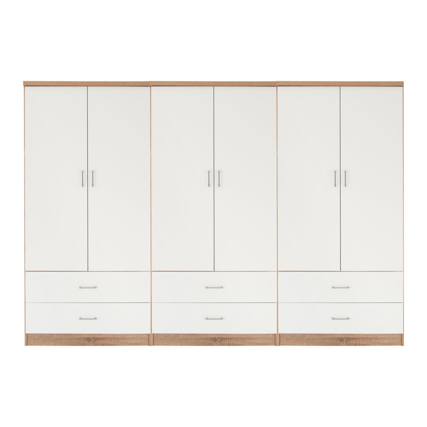 WARDROBE REINA 6-LEAF WITH 6 DRAWERS HM21060.06 MELAMINE IN WHITE-SONAMA COLOR 240x42x181Hcm. image 1
