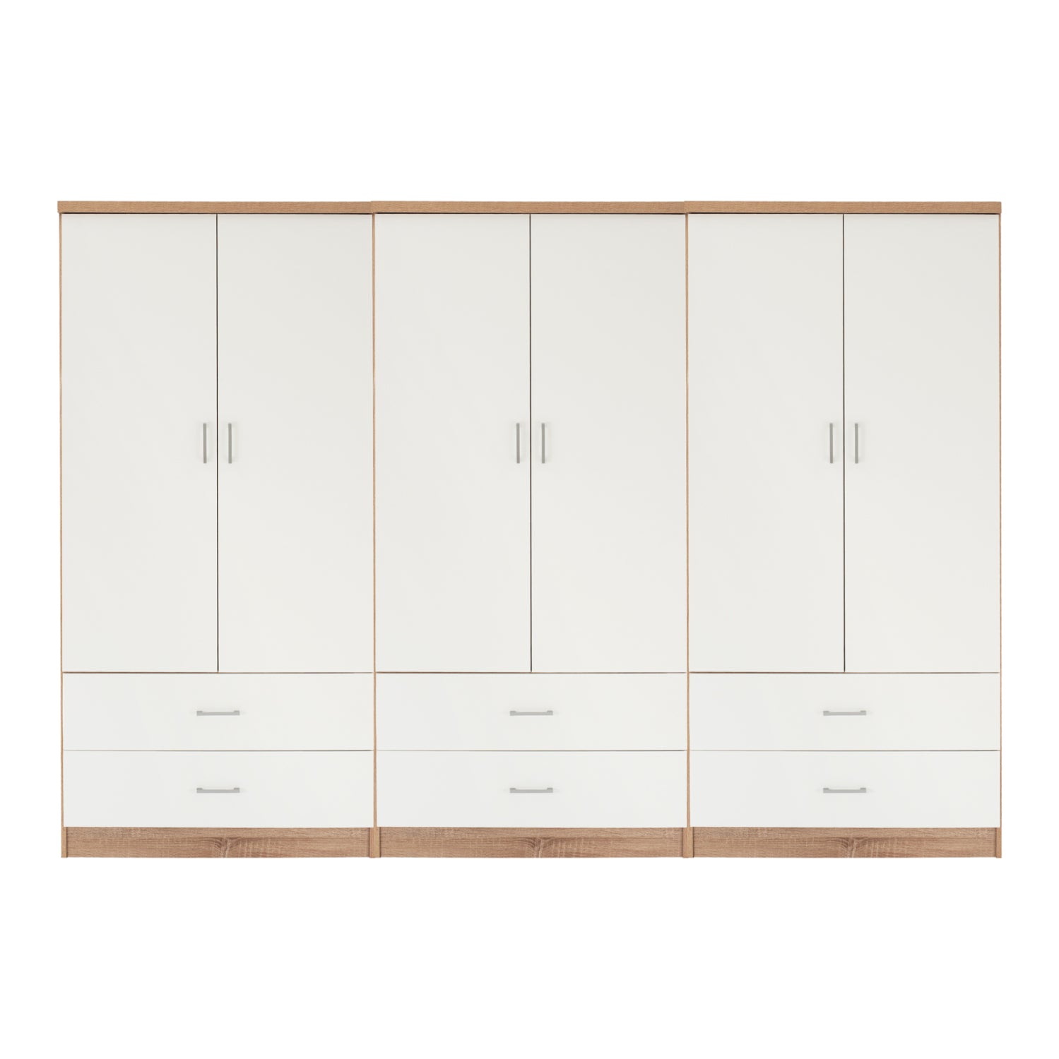 WARDROBE REINA 6-LEAF WITH 6 DRAWERS HM21060.06 MELAMINE IN WHITE-SONAMA COLOR 240x42x181Hcm. image 1