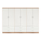 WARDROBE REINA 6-LEAF WITH 6 DRAWERS HM21060.06 MELAMINE IN WHITE-SONAMA COLOR 240x42x181Hcm. image 1