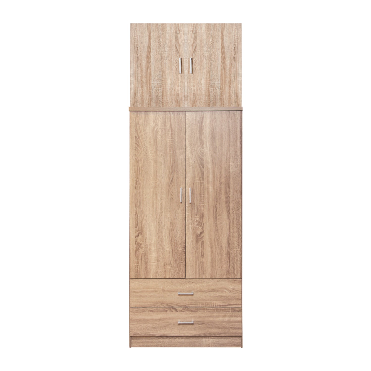 WARDROBE REINA HM21061.02 2-LEAF WITH UPPER CABINET & 2 DRAWERS-MELAMINE IN SONAMA 80x42x241Hcm. image 1