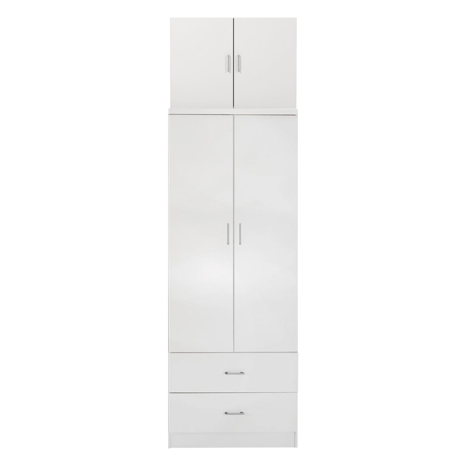 WARDROBE REINA HM21061.05 2-LEAF WITH UPPER CABINET & 2 DRAWERS-MELAMINE IN WHITE 80x42x241Hcm. image 1