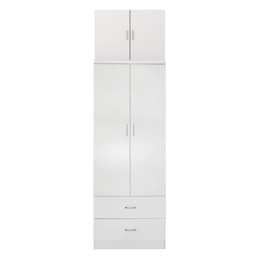 WARDROBE REINA HM21061.05 2-LEAF WITH UPPER CABINET & 2 DRAWERS-MELAMINE IN WHITE 80x42x241Hcm. image 1