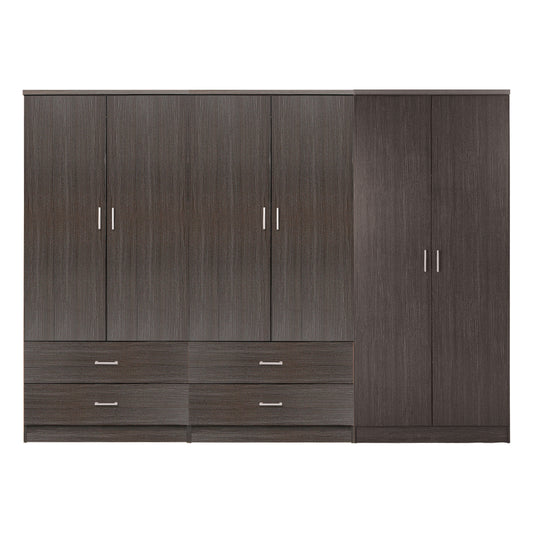 WARDROBE REINA HM21062.01 6-LEAF WITH 4 DRAWERS-MELAMINE IN ZEBRANO COLOR 240x43x181Hcm. image 1