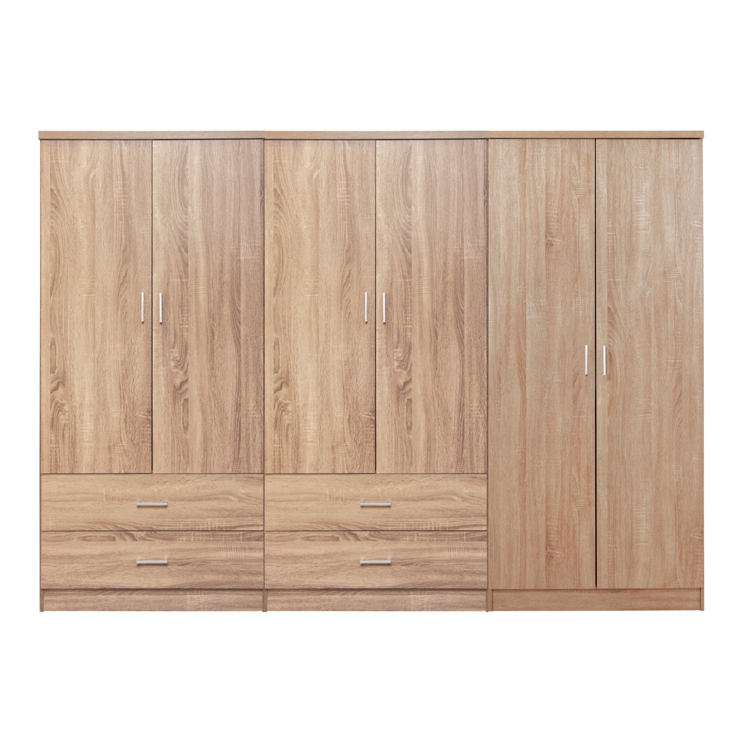 WARDROBE REINA HM21062.02 6-LEAF WITH 4 DRAWERS-MELAMINE IN SONAMA COLOR 240x43x181Hcm. image 1