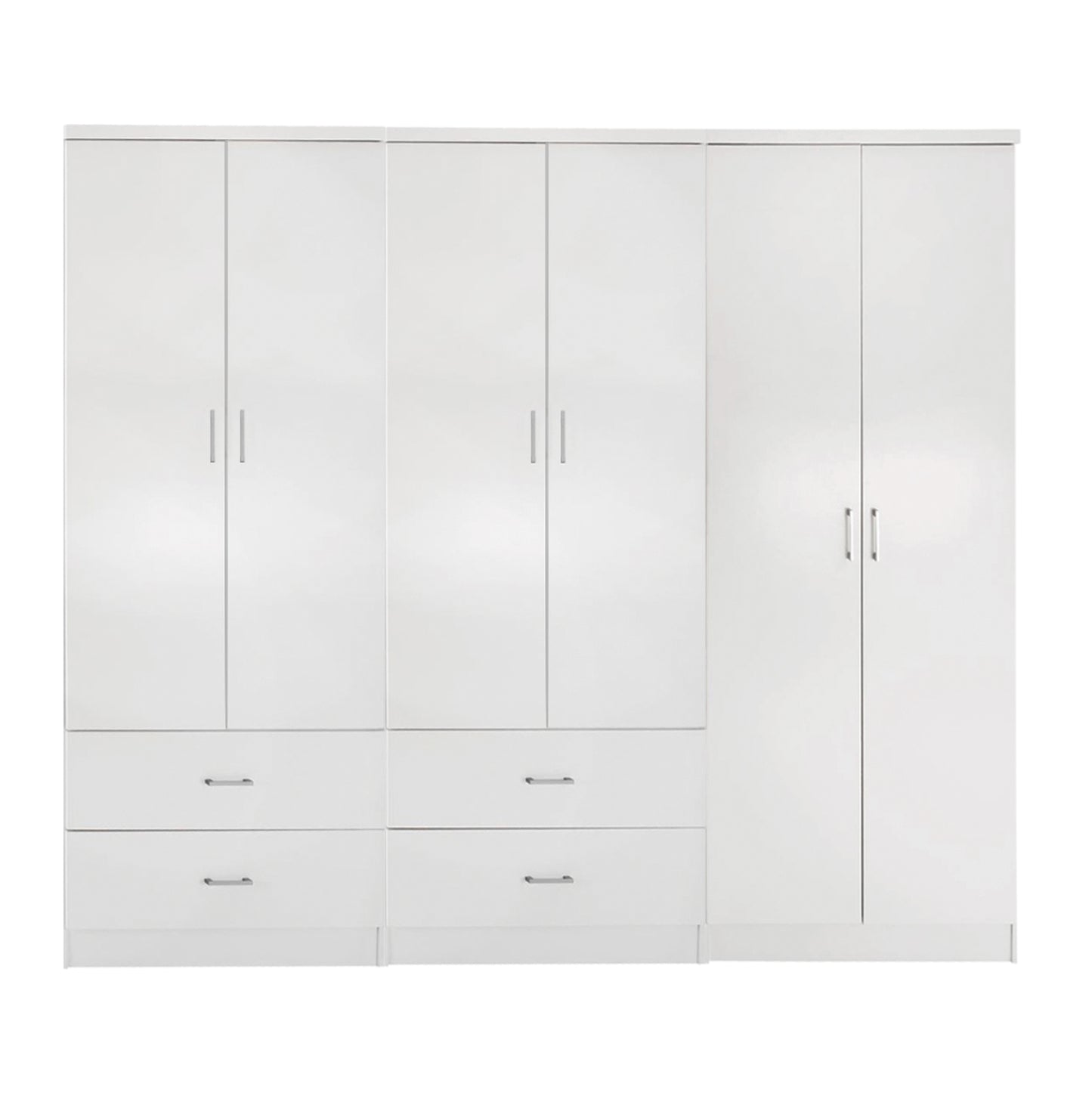 WARDROBE REINA HM21062.05 6-LEAF WITH 4 DRAWERS-MELAMINE IN WHITE COLOR 240x43x181Hcm. image 1