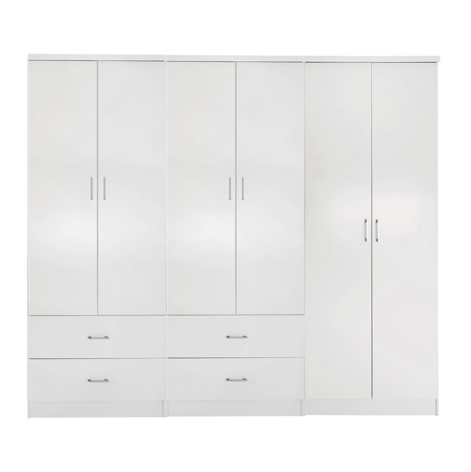 WARDROBE REINA HM21062.05 6-LEAF WITH 4 DRAWERS-MELAMINE IN WHITE COLOR 240x43x181Hcm. image 1