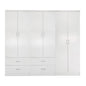 WARDROBE REINA HM21062.05 6-LEAF WITH 4 DRAWERS-MELAMINE IN WHITE COLOR 240x43x181Hcm. image 1