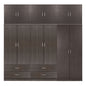 WARDROBE REINA HM21063.01 6-LEAF-4 DRAWERS-UPPER CABINET-MELAMINE IN ZEBRANO 240x43x241Hcm. image 1