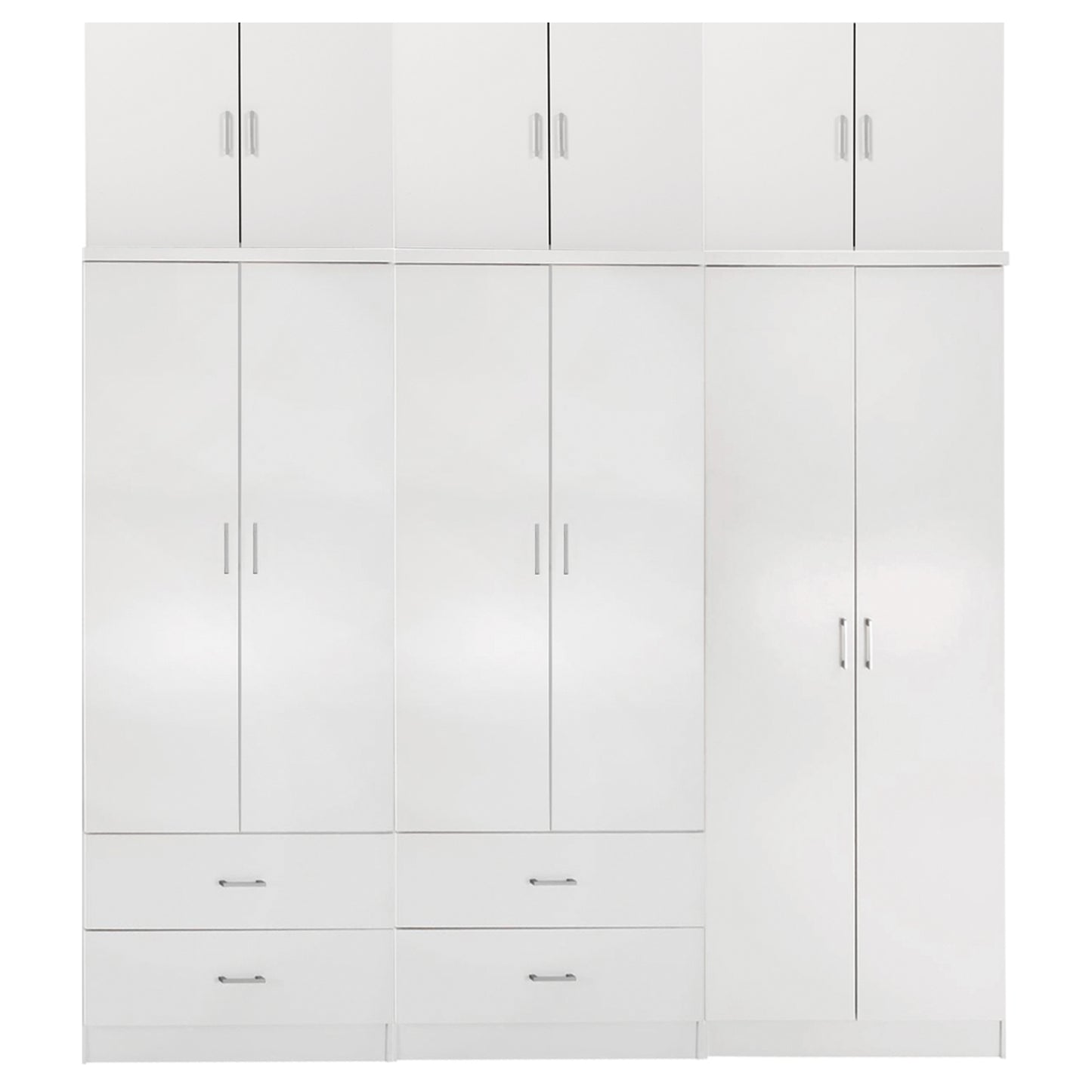 WARDROBE REINA HM21065.02 6-LEAF-4 DRAWERS-UPPER CABINET-MELAMINE IN WHITE 240x43x241Hcm. image 1