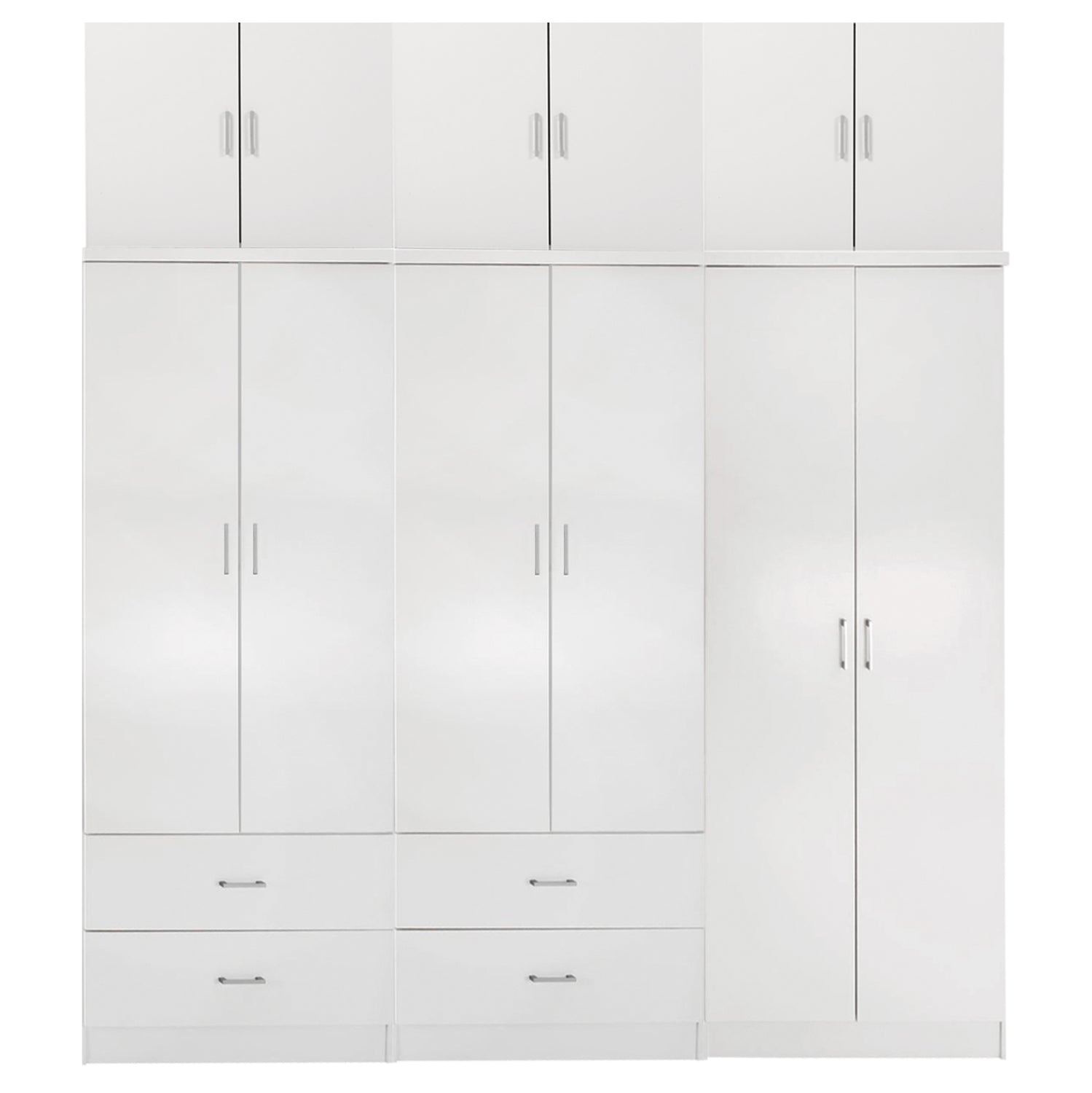 WARDROBE REINA HM21065.02 6-LEAF-4 DRAWERS-UPPER CABINET-MELAMINE IN WHITE 240x43x241Hcm. image 1