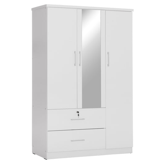 WARDROBE WITH MIRROR & SHELVES JARRY HM2485.01 MELAMINE IN WHITE 119x48x183Hcm. image 1