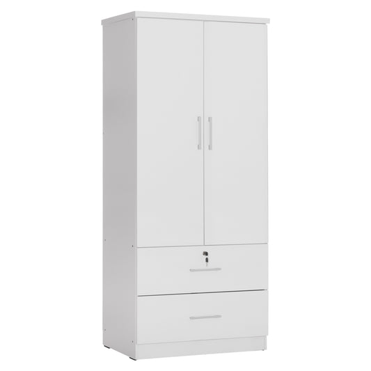 WARDROBE WITH DRAWERS REINA HM2484.01 MELAMINE IN WHITE 80x48x183Hcm. image 1