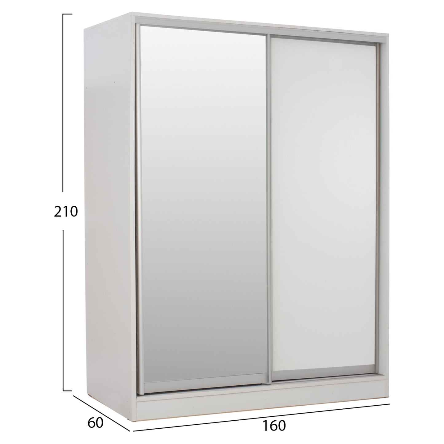 Бял Гардероб С Плъзгащи Врати И Огледало 160x60x210 см.