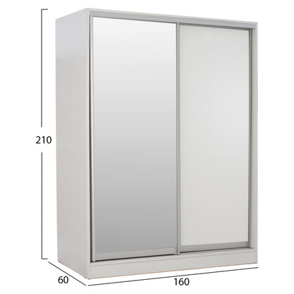 Бял Гардероб С Плъзгащи Врати И Огледало 160x60x210 см.