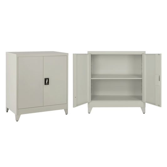 CLOSET METALLIC DURON HM11980 2-LEAF WITH 2 STORAGE SPACES & LEGS-GREY 90Χ40Χ100Hcm. image 1