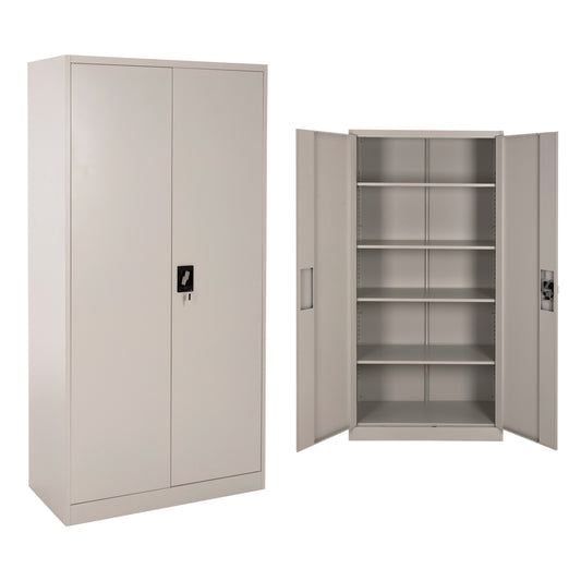 WARDROBE METALLIC HM5959.01 2-LEAF WITH 5 STORAGE SPACES LIGHT GREY 90Χ40Χ180Hcm. image 1