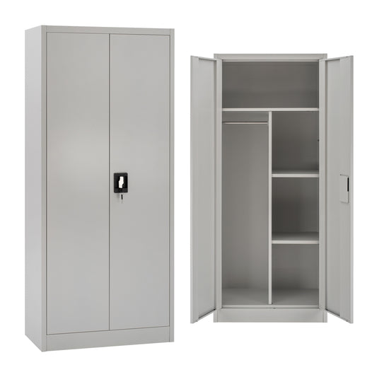 WARDROBE HM5961.01 METALLIC 2-LEAF LIGHT GREY 90Χ45Χ180Hcm. image 1