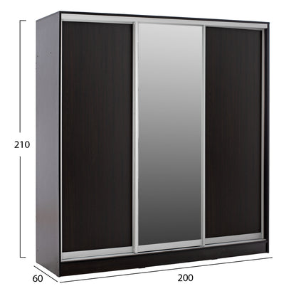 Шкаф с Плъзгащи Врати и Огледало, Въжен 200X60X210cm