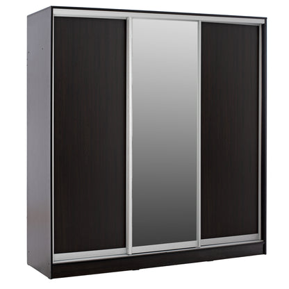 WARDROBE WITH SLIDING DOORS WITH MIRROR WENGE HM2435.02 200X60X210cm. image 1