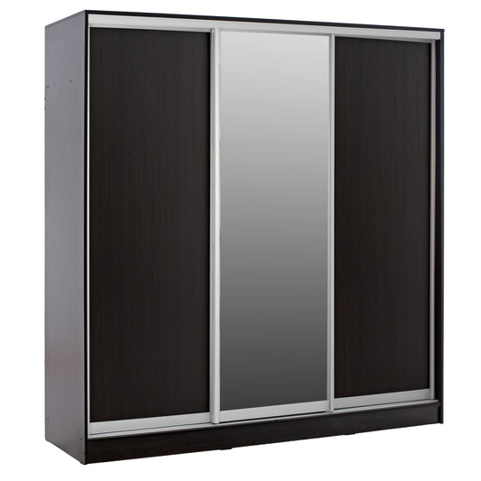 WARDROBE WITH SLIDING DOORS WITH MIRROR WENGE HM2435.02 200X60X210cm. image 1