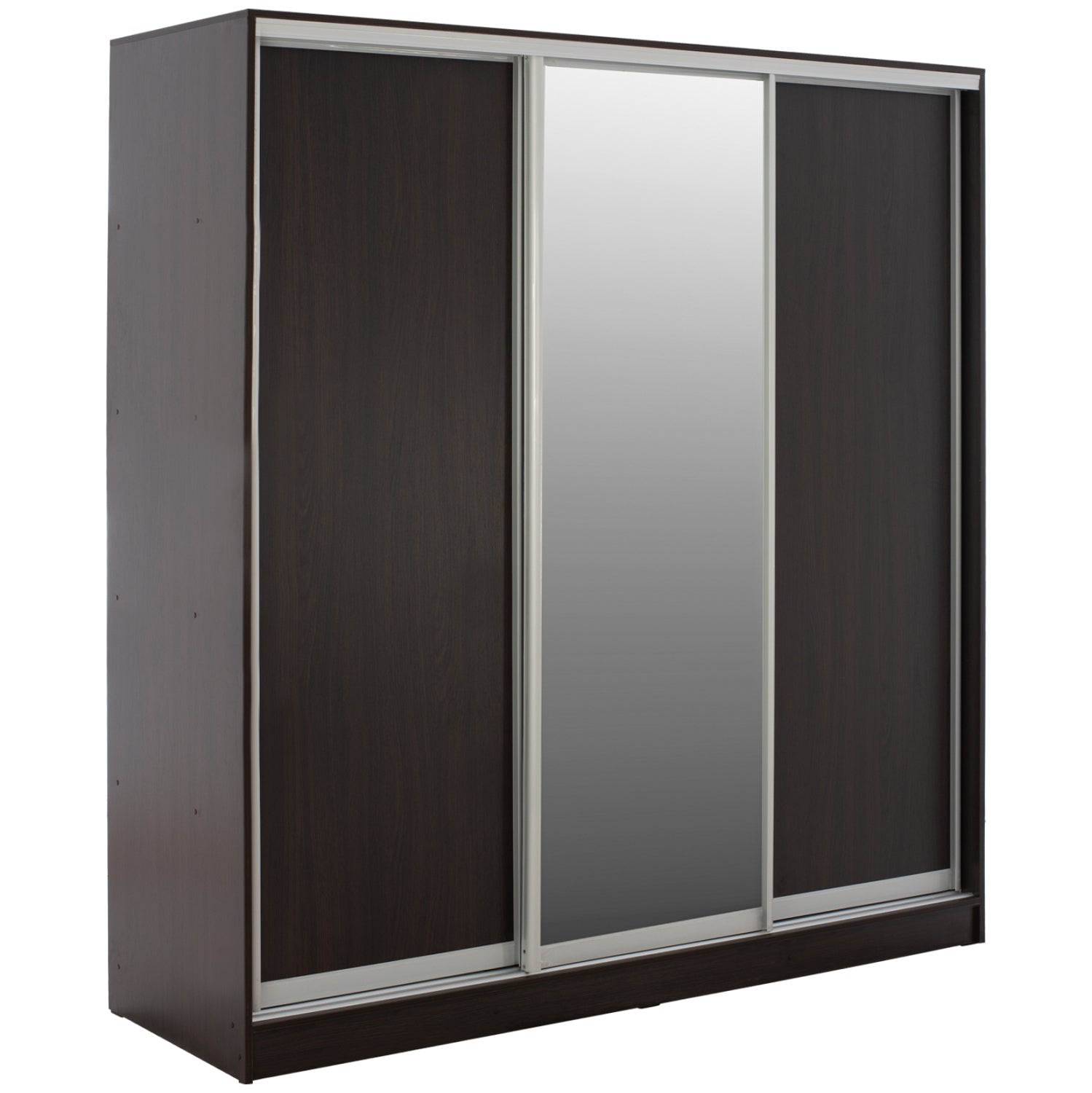 WARDROBE ADLER SLIDING MELAMINE WENGE WITH MIRROR 3-LEAF 240x60x240H HM2462.02 image 1