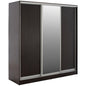 WARDROBE ADLER SLIDING MELAMINE WENGE WITH MIRROR 3-LEAF 240x60x240H HM2462.02 image 1