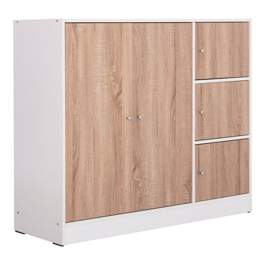 CABINET WITH 4 STORAGE SPACES MATIN HM2480.01 SONAMA OAK-WHITE MELAMINE 117x39,5x99,5Hcm. image 1