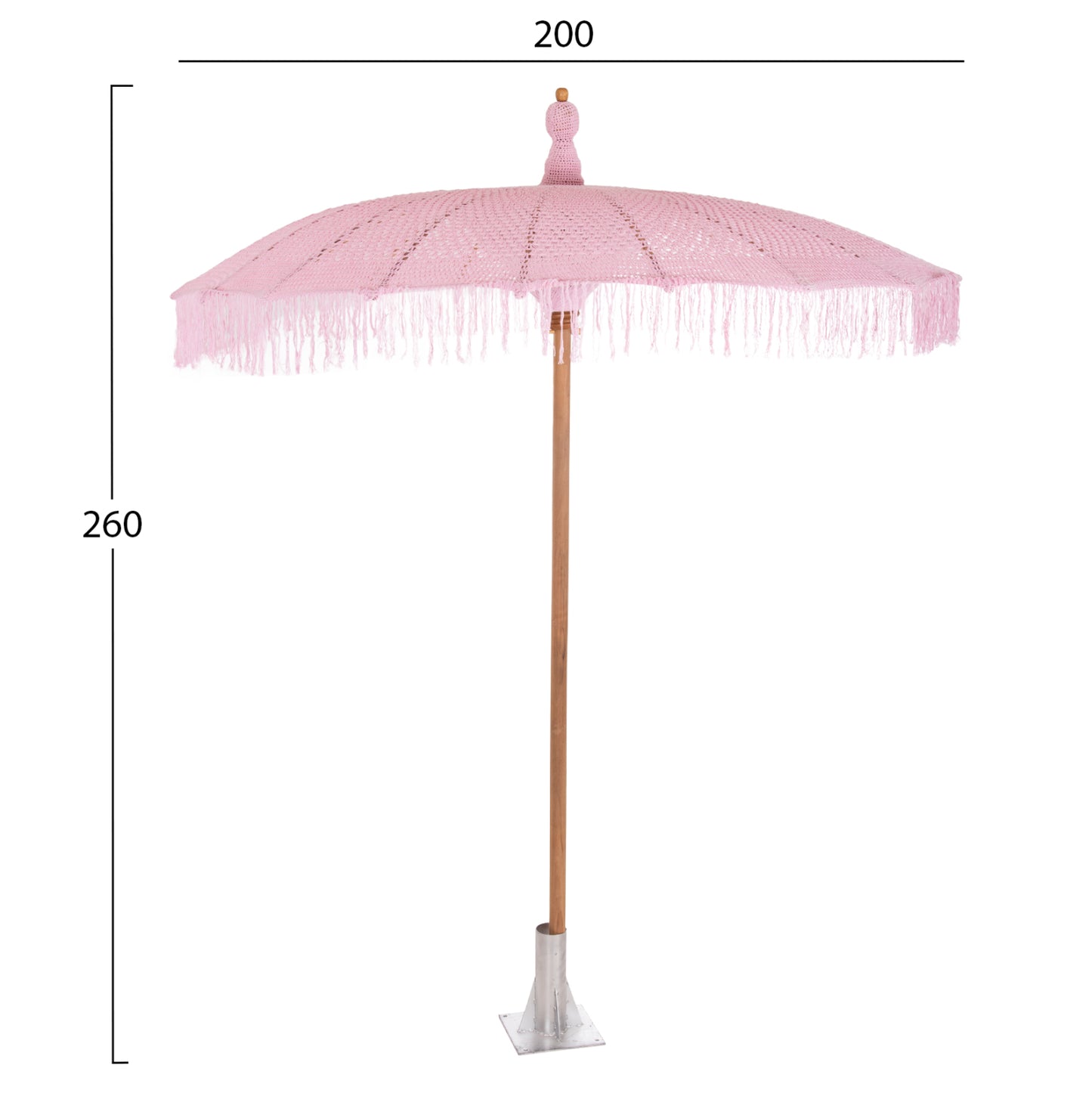 UMBRELLA LUX HM6035.04 PINK MACRAME TEAK AND BAMBOO Φ200X260