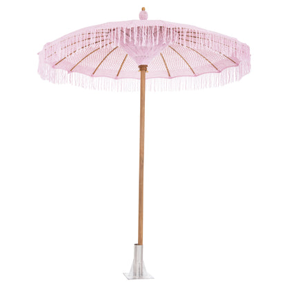 UMBRELLA LUX HM6035.04 PINK MACRAME TEAK AND BAMBOO Φ200X260