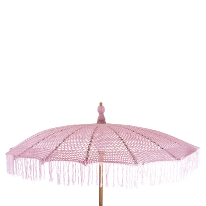 UMBRELLA LUX HM6035.04 PINK MACRAME TEAK AND BAMBOO Φ200X260