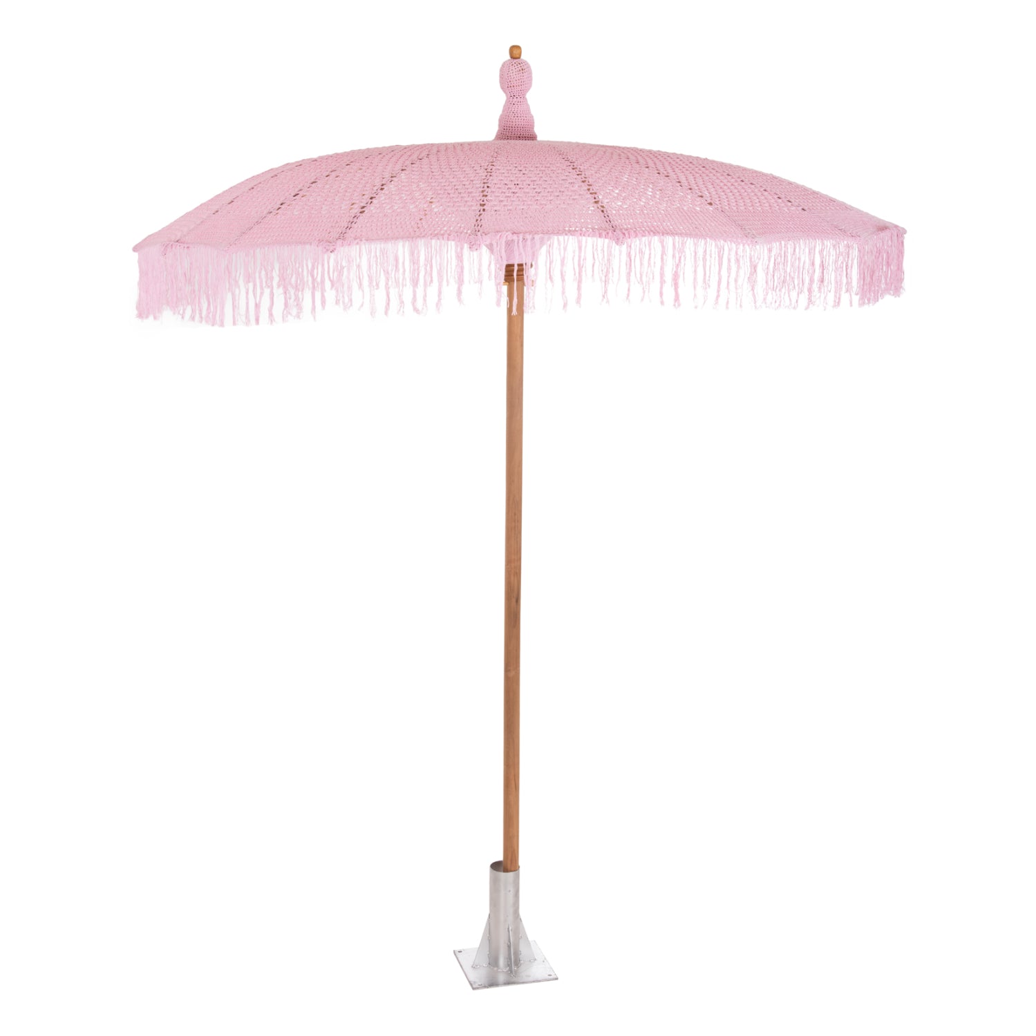 UMBRELLA LUX HM6035.04 PINK MACRAME TEAK AND BAMBOO Φ200X260 image 1
