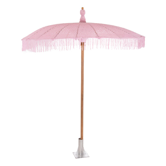 UMBRELLA LUX HM6035.04 PINK MACRAME TEAK AND BAMBOO Φ200X260 image 1