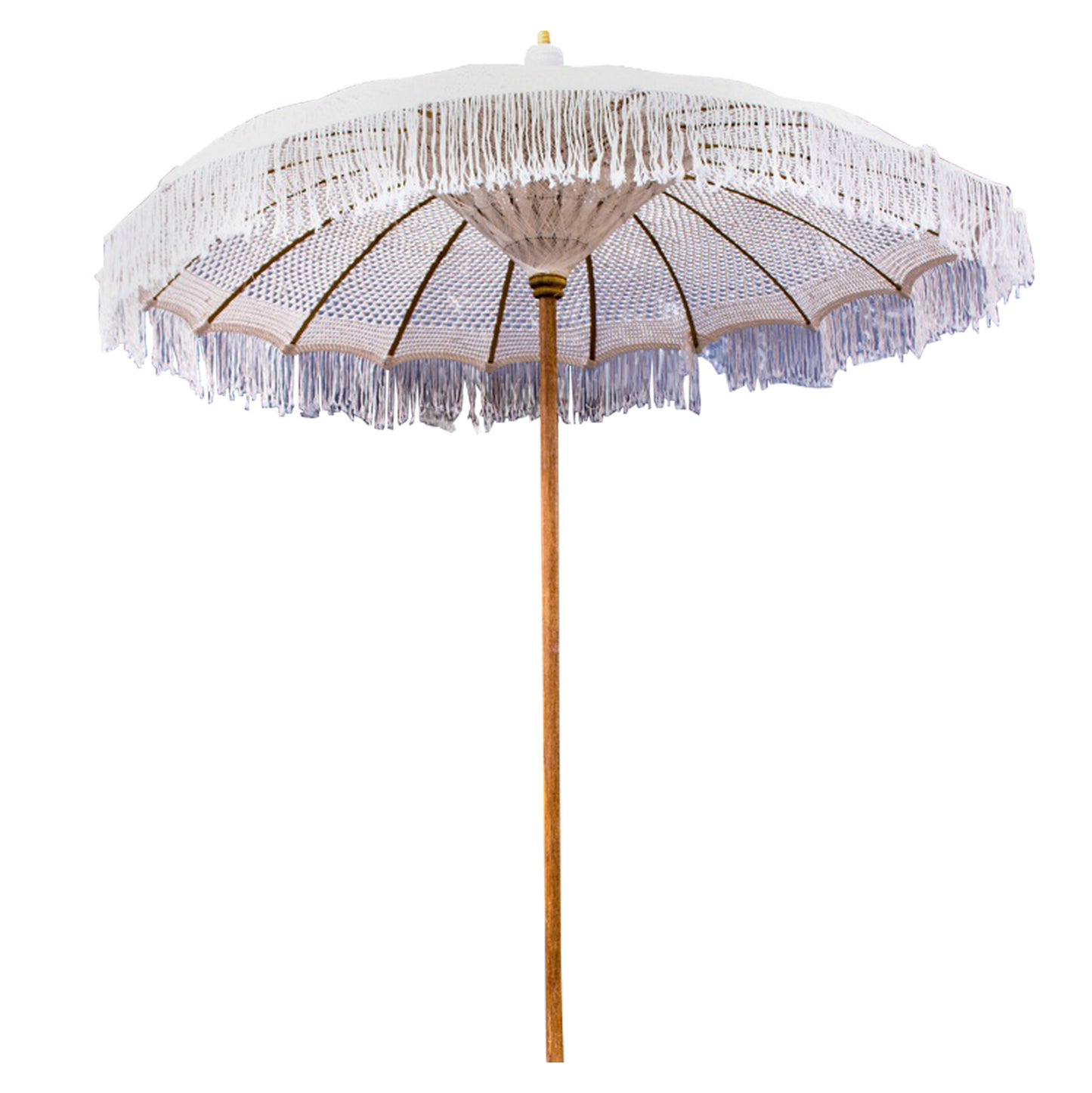 LUX UMBRELLA HM6035.01 TEAK POLE BEIGE MACRAME 200X250 image 1