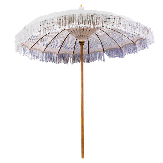 LUX UMBRELLA HM6035.01 TEAK POLE BEIGE MACRAME 200X250 image 1