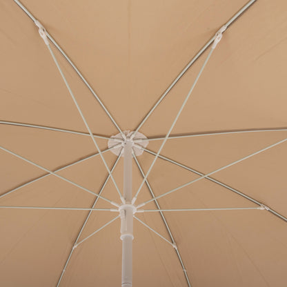BEACH UMBRELLA WITH 8 FIBERGLASS SPOKES 2.00m HM6015.04 MOCHA COLOR-WHITE POLE