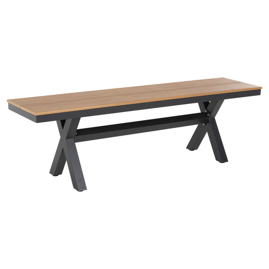 ALUMINUM BENCH TAWNEE HM6038.01 ANTHRACITE WITH POLYWOOD SEAT IN NATURAL WOOD COLOR 150x36x45Hcm. image 1