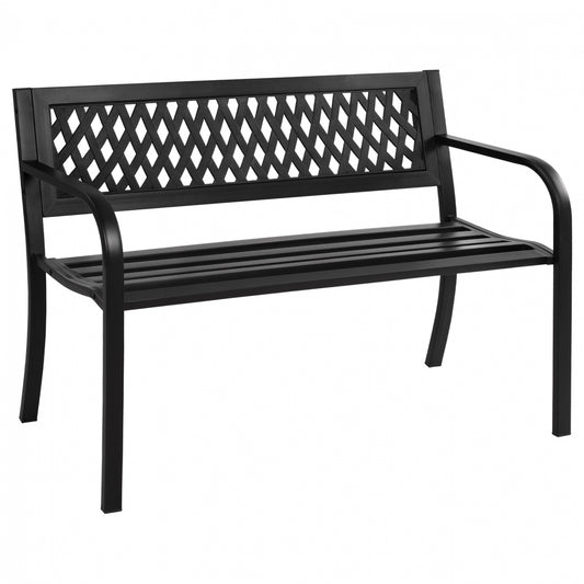 BENCH OCTAVIO HM5531 METAL FRAME-POLYPROPYLENE BACKREST IN BLACK COLOR 120x50x76Hcm. image 1