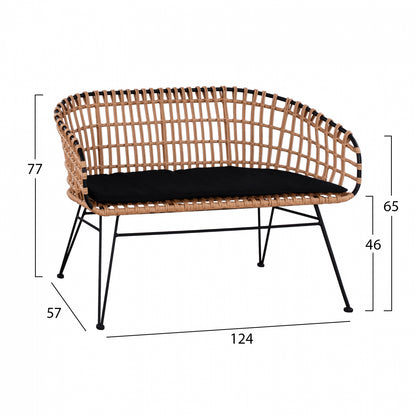 Metallic Bence Allegra HM5692 with wicker Black-Beige 124x57x77cm