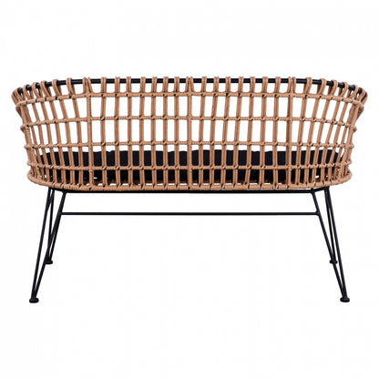 Metallic Bence Allegra HM5692 with wicker Black-Beige 124x57x77cm