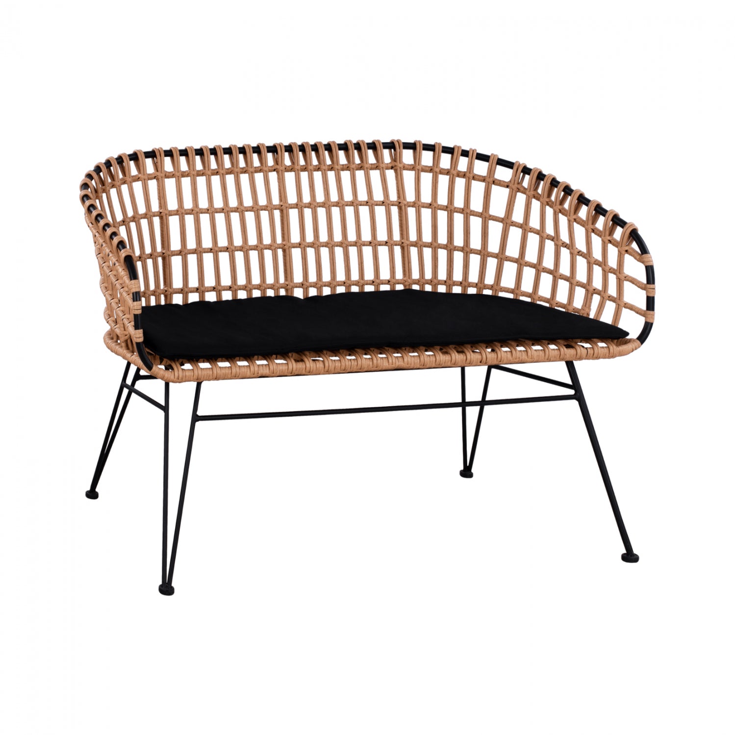 Metallic Bence Allegra HM5692 with wicker Black-Beige 124x57x77cm image 1