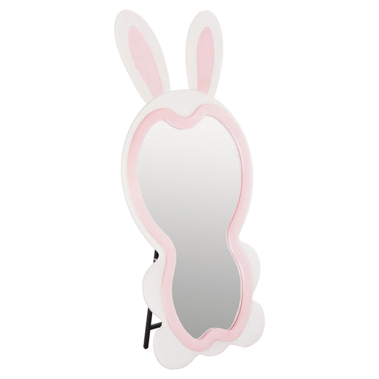 KIDS' FLOOR STANDING MIRROR BUNNY HM4489.01 MDF IN PINK & WHITE- BLACK STAND 80x162Hcm. image 1