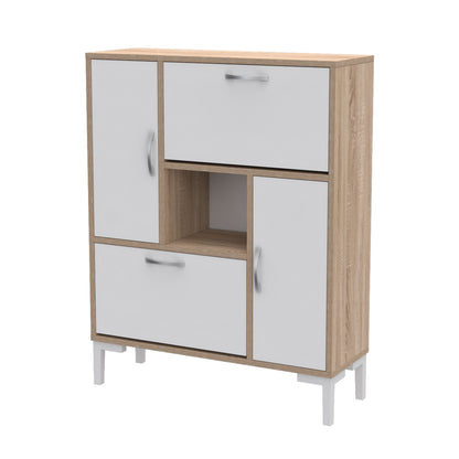 SHOE CABINET MEDY HM18187.04 MELAMINE IN WHITE & SONAMA-WHITE LEGS 86,5x30x109Hcm. image 1