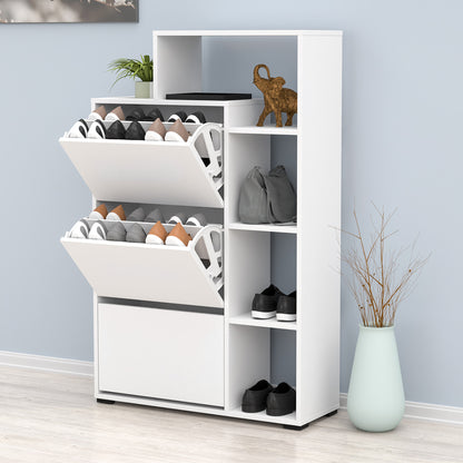 SHOE CABINET ROBBEN HM18189.01 MELAMINE IN WHITE 90x30x143Hcm.